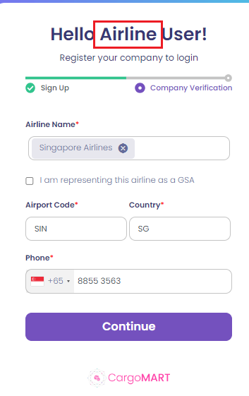 Airline name and GSA option